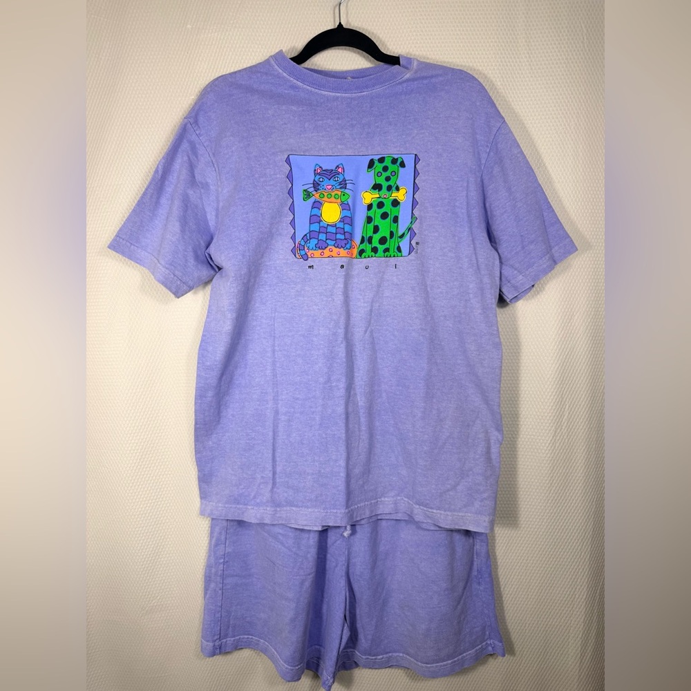 Vintage Purple Cat & DogMaui Graphic Tee Set